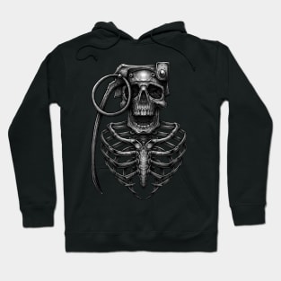 Heart Skull Grenade Vintage Hoodie